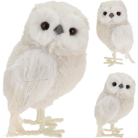 Owl fehér bagoly dekoráció 25 cm