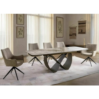   Infinity bővíthető étkezőasztal kerámia fényes fehér/réz 160-240 cm