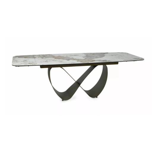 Infinity bővíthető étkezőasztal kerámia fényes fehér/réz 160-240 cm