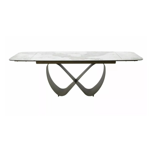Infinity bővíthető étkezőasztal kerámia fényes fehér/réz 160-240 cm