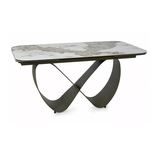 Infinity bővíthető étkezőasztal kerámia fényes fehér/réz 160-240 cm