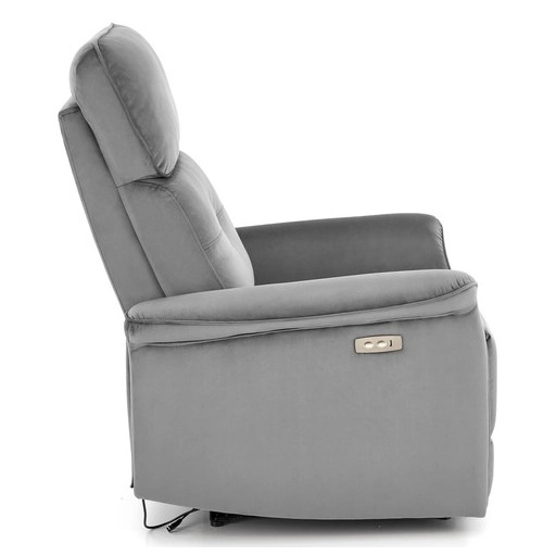 SEMIR sötétzöld karosszék elektromos dönthető funkcióval / USB csatlakozóval