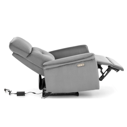 SEMIR sötétzöld karosszék elektromos dönthető funkcióval / USB csatlakozóval