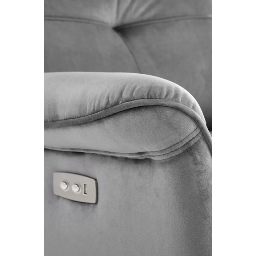 SEMIR sötétzöld karosszék elektromos dönthető funkcióval / USB csatlakozóval