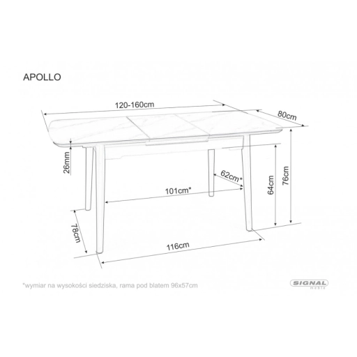 Apollo bővíthető étkezőasztal 120-160cm