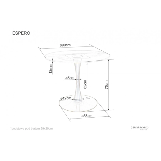 Espero asztal kerek 90cm fehér