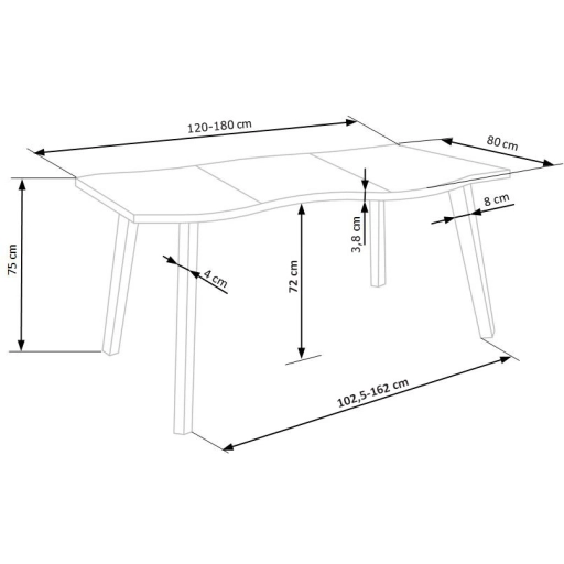 Dickson bővíthető étkezőasztal tölgy 120-180 cm