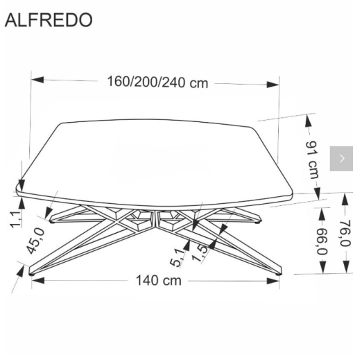 Alfredo bővíthető étkezőasztal fehér 160-240cm