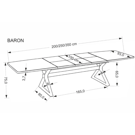Baron bővíthető étkezőasztal 200-350cm