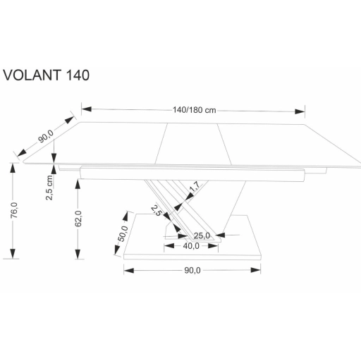 Volant bővíthető étkezőasztal 140-180cm