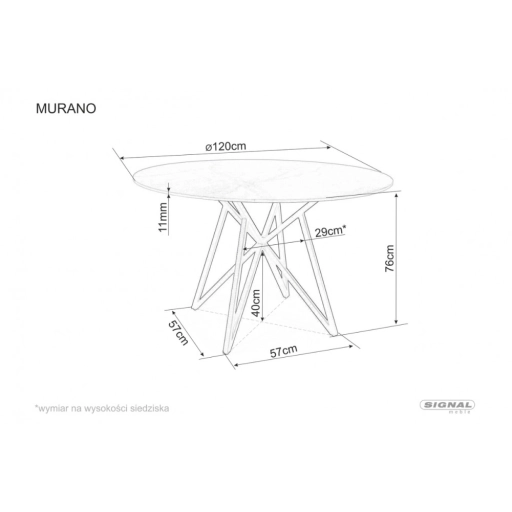 Murano étkezőasztal kerek 120 cm