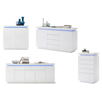   Ocean magasfényű fehér komód LED világítással több féle