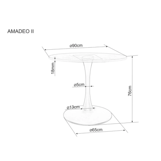 Amadeo II tölgy asztal kerek 90 cm