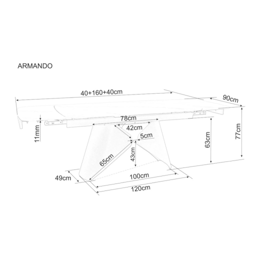 Armando bővíthető asztal fehér 160-240 cm