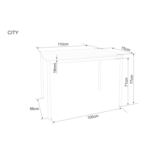 City étkezőasztal tölgy/fekete