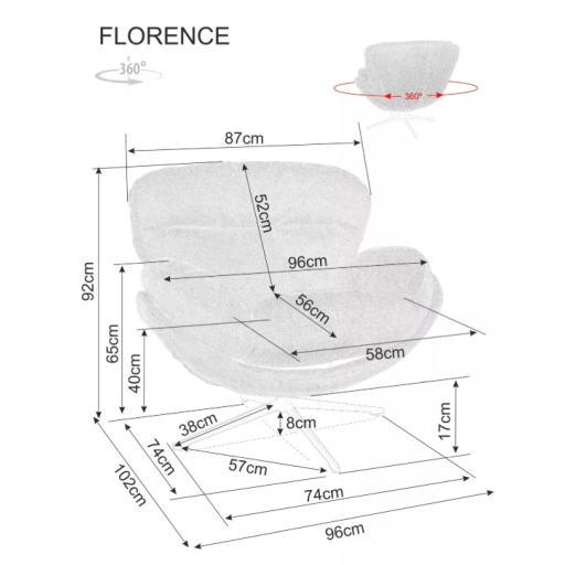 Florence Raven fotel szürke