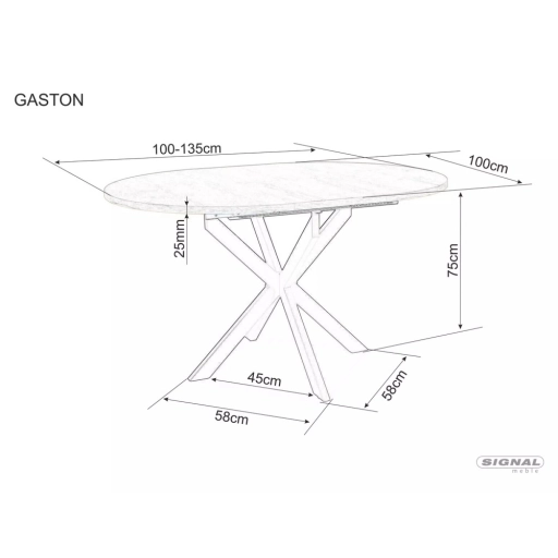 Gaston bővíthető kerámia étkezőasztal szürke 100-135cm