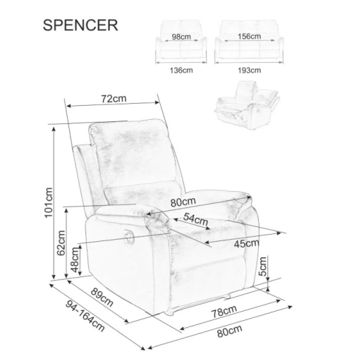 Spencer-1 dönthető bársony fotel szürke