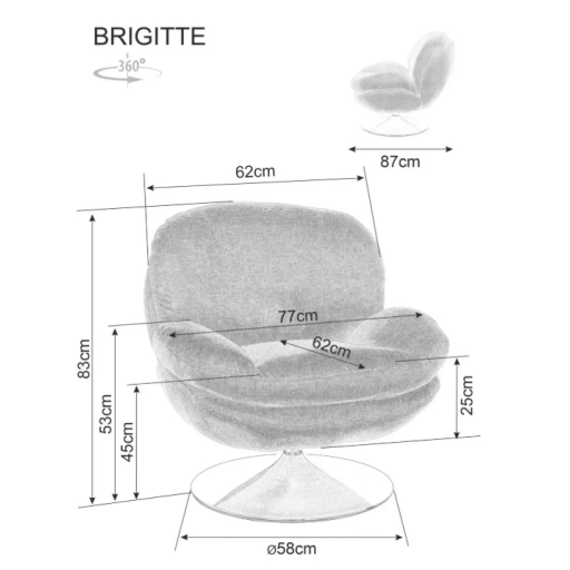Brigitte króm fotel szürke