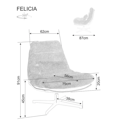 Felicia Raven fotel sötétszürke