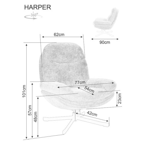 Harper forgófotel szürke