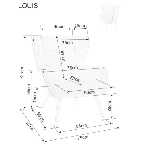 Louis bársony fotel bézs