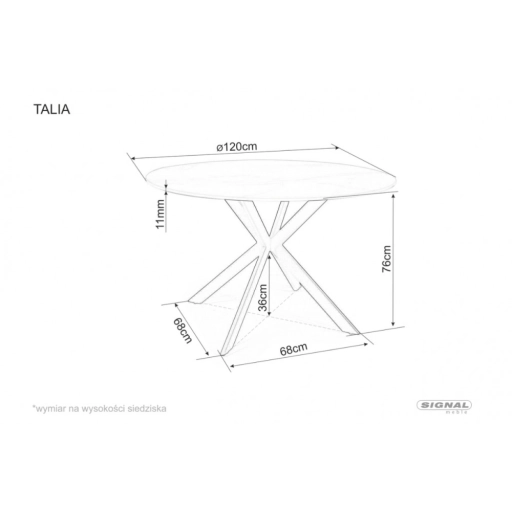 Talia étkezőasztal kerek 120 cm fehér